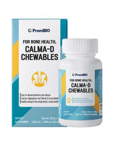 FromBIO Calma-D Chewables 2:1 Golden Ratio of Calcium 300mg to Magnesium Oxide 150mg and Vitamin D 10ug per Serving (60 Tablets) Calma-D - 60 Tablets