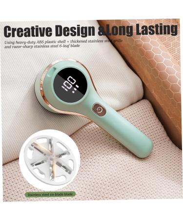 Fabric Shaver 3-Speeds | Rechargeable Lint Remover with 6 Blades & Battery Display - Green Sweater Defuzzer for Clothes & Furniture - Buy Online on GoSupps.com