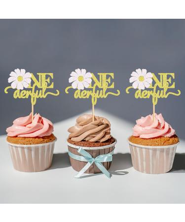 Ercadio 24 Pack Daisy Onederful Cupcake Toppers Daisy Onederful Cupcake Picks Daisy Flower 1st Cupcake Toppers for Chrysanthemum Theme Birthday Baby Shower Party Cake Decor Supplies Pattern 6 - Buy Online on GoSupps.com