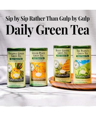 The Republic of Tea Honey Ginseng Green Tea 50 Tea Bags Tin - Caffeinated Gourmet Tea - Buy Online on GoSupps.com