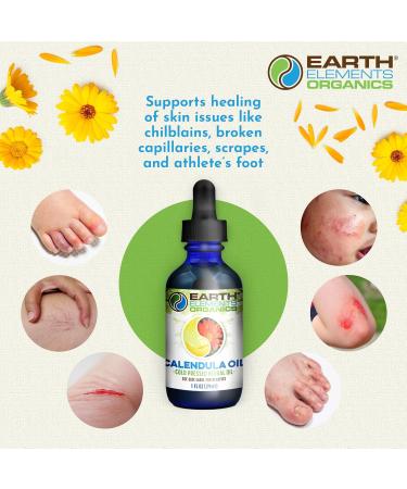 Earth Elements Organics Calendula Oil with Sunflower Oil Herbal Care for Chapped or Damaged Skin Organic Skincare for All Skin Types - 1 fl oz - Buy Online on GoSupps.com