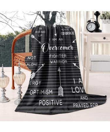 Inspirational medicinal blanket unique funeral gifts comfort gifts for cancer patients motivating gifts for mastectomy patients (50 x 60 black)