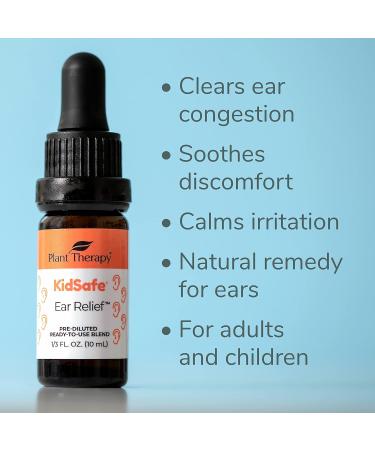 Plant Therapy KidSafe Ear Relief Essential Oil Drops - 100% Pure Pre-Diluted 10 mL for Kids & Adults | Natural Eardrops Therapeutic Grade - Buy Online on GoSupps.com