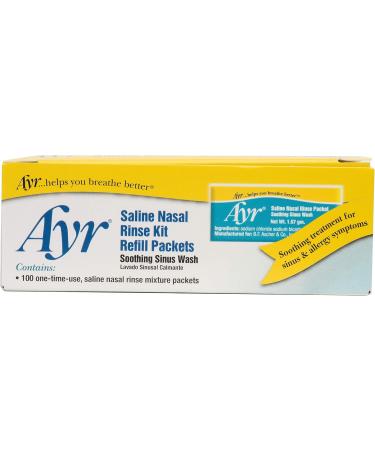 Ayr Saline Nasal Rinse Kit Refill Packets 100-Count Packets (Pack of 2) - Buy Online on GoSupps.com