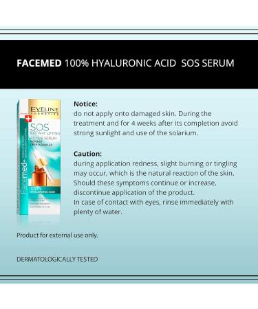 Eveline Cosmetics Active Face Serum against Deep Wrinkles and Fine Lines | 18 ML | Anti Wrinkle Face Lift Cream | 100% Hyaluronic Acid | Smooth Moisturised Skin | Face Serum for All Skin Types - Buy Online on GoSupps.com