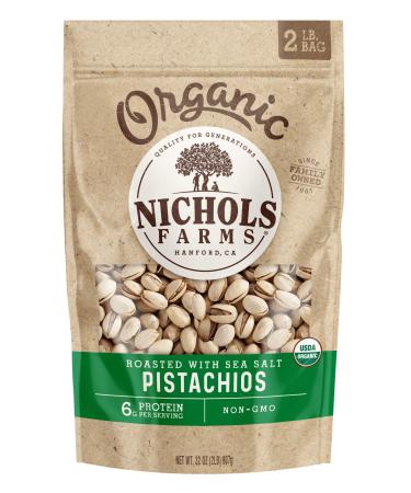 Nichols Farms 2LB Organic Roasted with Sea Salt Inshell Pistachios