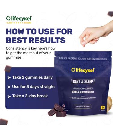 PM Rest & Sleep Mushroom Gummies 60 Count - L-theanine Supplement with Reishi Ashwagandha Valerian Root & Tart Cherry for Natural Relaxation Mood & Improved Sleep - Vegan Non-GMO - Buy Online on GoSupps.com