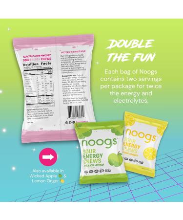 Noogs Sour Energy Chews Electric Watermelon Electrolyte Energy Gummies Sour Candy Flavored Alternative to Running Gels Vegan Gluten Free & Caffeine Free 12 Pack - Buy Online on GoSupps.com