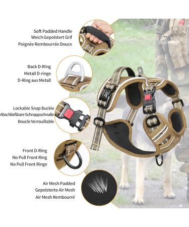 Heele Adjustable Dog Harness - Reflective Run Harness with Lockable Snap Lock Anti-Train Design Khaki Size M (38-71cm) - Perfect for Active Dogs - Buy Online on GoSupps.com