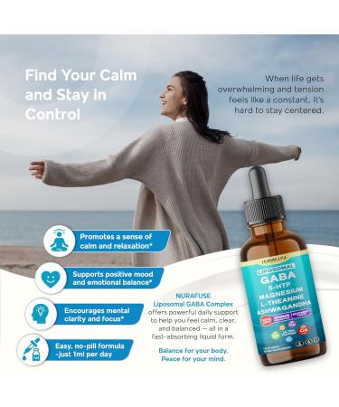 Liposomal GABA 5-HTP Magnesium Theanine Ashwagandha Liquid Drops Ultra Potent Raspberry Taste USA Made & Lab Tested 2 FL OZ (60ml) 60ml (pack of 1) - Buy Online on GoSupps.com