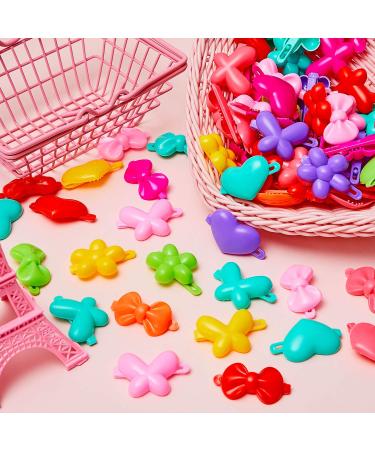 100 Pieces Girls Colorful Hair Barrettes - Self Hinge Hair Clips with Cartoon Designs (Bow, Flower, Heart) for Toddlers - Buy Online on GoSupps.com