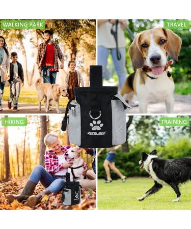 Kissleaf Dog Treats for Training | Pet Training Clicker & Fecal Bag Dispenser | Snack Bags in Black/Gray - International Shipping Available - Buy Online on GoSupps.com
