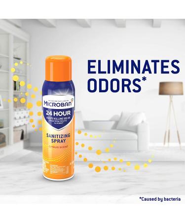 Microban 24 Hour Disinfectant Citrus Scent Spray 15 fl oz - Fast Acting Sanitizing Formula - Buy Online on GoSupps.com