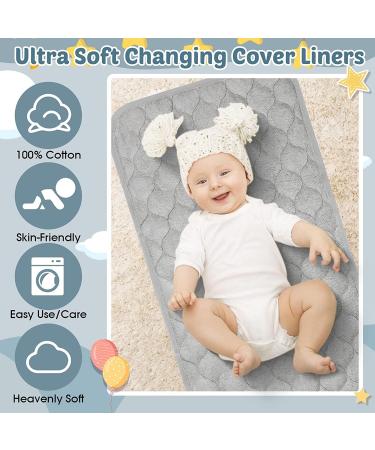Nicoone Waterproof Changing Mat Liners Quilted 3PCS Bamboo Terry Surface Diaper Changing Pad Liner Washable Reusable Diaper Changing Liners for Home Outdoor Travel Grey - Rectangle - Buy Online on GoSupps.com