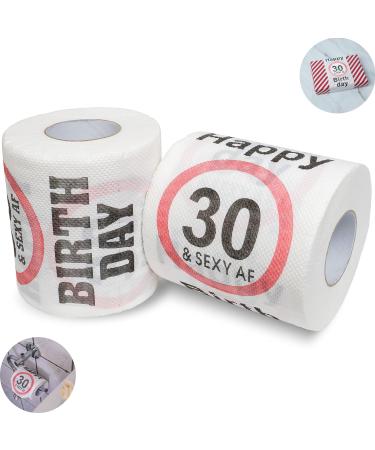 Happy 30 & Sexy Af Birthday Klopapier 2 pack decoration and gift packaging for the 30th birthday funny motto toilet paper fun toilet paper gifts birthday decoration Funny 30th 2 x