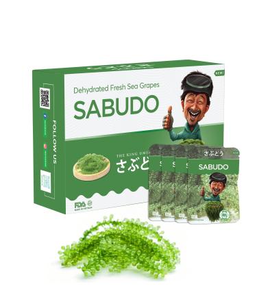 Sabudo Sea Grapes | King Umibudo, Dehydrated Lato Seaweed, Green Caviar, Superfood - The Pearl Of The See (0.7 oz x 4 packs)(Pack of 4)