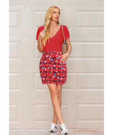 COOrun Women's Athletic Skorts with Pockets | Knee Length Casual Skirt for Golf Tennis Workout | Red | XS-3XL - Buy Online on GoSupps.com