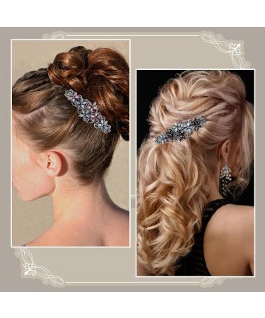 Teaaha 2 PCS Diamante Hair Clips for Women Elegant Rhinestones Hair Barrettes Thick Hair Sparkly Glitter Fashion Flowers Hairpin French Style Vintage Hair Accessoires for Women and Girls - Buy Online on GoSupps.com