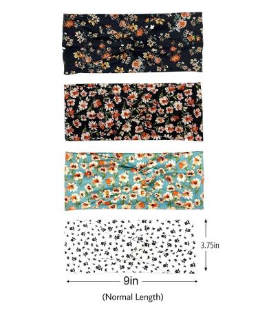 SWEETKIE Twist Front Headbands - Stylish Head Wraps for Yoga, Workouts & Everyday Wear - Fashion Accessory for Women, Girls & Teens - 4 Floral Patterns - Buy Online on GoSupps.com