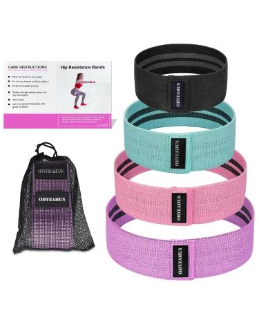 Resistance Bands Set - Booty Hip Bands for Legs Shoulders and Arms Exercises - Perfect for Fitness Glute or Squat Workout - 4 Non-Rolling Circle Bands