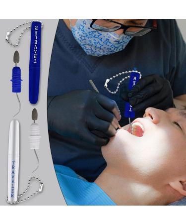 Blmhtwo 2 Routing Teeth Cleaning Tools - Travel Dental Pick Kit Plaque Remover with Keychain & Stand - White/Blue Compact Size - Buy Online on GoSupps.com