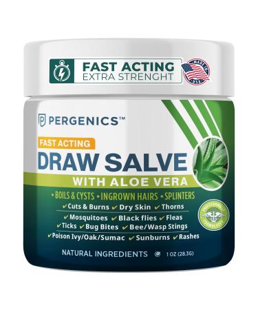 Pergenics Drawing Salve Ointment with Natural Aloe Vera Fast Acting for ingrown Hair Boil & Cyst Splinter Remover Bug and Spider Bites bee Sting Mosquito bite Itch Poison Ivy 1 oz