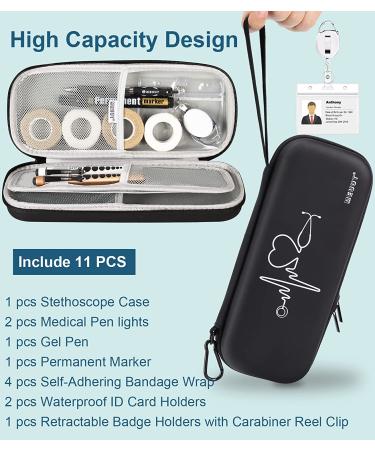 MEUUT 11pcs Nurse Stethoscope Case Kit - First Aid Bag with Penlights, Scissor, Bandage Wraps, Badge Holders - Nurse Accessories in Pu_black - Buy Online on GoSupps.com