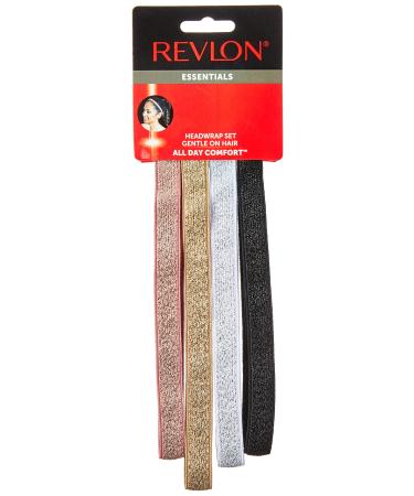 Revlon Essentials 4 Piece Metallic Headwraps 4 Count (Pack of 1)