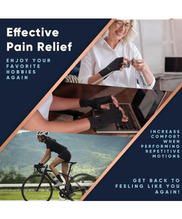Buy Copper Compression Arthritis Gloves - Fingerless Pain Relief for Carpal Tunnel Rheumatoid & Tendonitis - Adjustable Wrist Brace for Men & Women - Grey Small (1 Pair - Buy Online on GoSupps.com