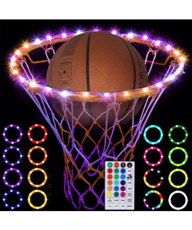 LED Basketball Hoop Light, Remote Control Basketball Rim LED Light, 17 Colors Waterproof LED Basketball Hoop Suitable, for Kids to Play Outdoors at Night, Training&Night Outdoor Basketball Games
