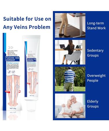 KONGDY Varicose Vein Cream 2 Counts Varicose Veins Improves Blood Circulation Veins Soothing Skin Cream for Legs - Buy Online on GoSupps.com