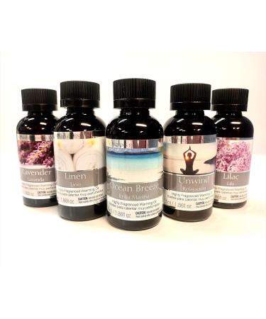 Buy Hosley Set of 5 Assorted Fragrance Warming Oils (55ml) - Lavender Linen Ocean Breeze Unwind Lilac | Ideal for Spa Meditation & Wellness - Buy Online on GoSupps.com