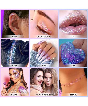 Holographic Body Glitter Gel - Ultra Fine Glitter for Face, Hair, Body, Nail & Eyeshadow - Waterproof Laser Gel for Festival & Rave - 1.35 oz (White) - Buy Online on GoSupps.com