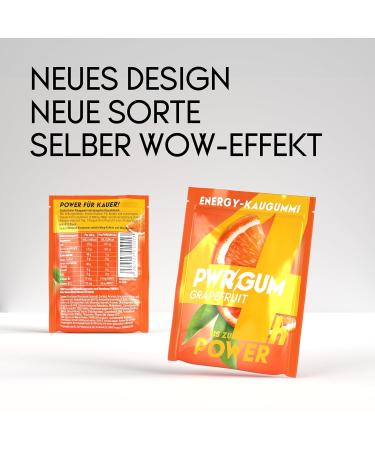 Pwrgrum Energy Chewing Gum - Grapefruit 4-Pack | Sugar-Free Boost for 4 Hours | Natural Energy Alternative to Drinks | Dental Care and Treat Yourself! - Buy Online on GoSupps.com