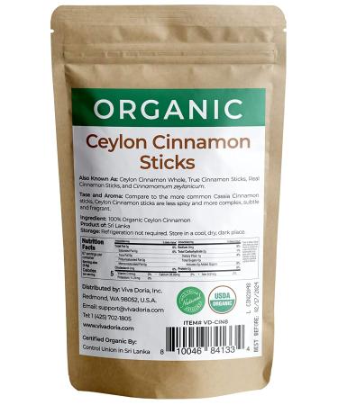 Viva Doria Organic Ceylon Cinnamon Sticks 8oz - 100% Raw Alba Grade from Sri Lanka - Buy Online on GoSupps.com