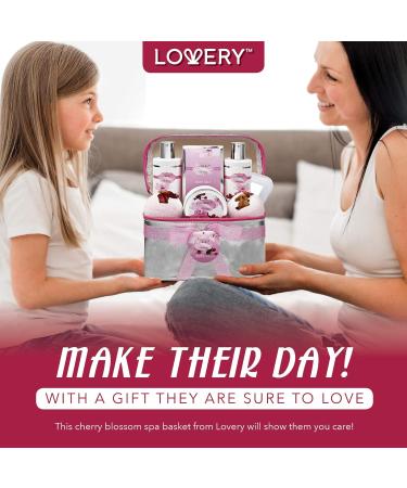 Cherry Blossom Spa Gift Basket Set for Women - Luxury Bath and Body Set with Lotions, Bath Bombs, Mirror, Travel Bag - Perfect Christmas Gift - Buy Online on GoSupps.com