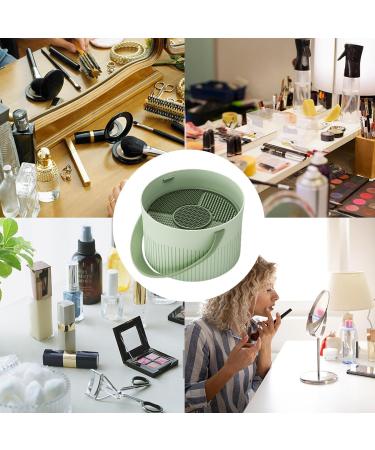 Makeup Brush Scrubber - 3 In 1 Silicone Countertop Makeup Cleaning Bowl | Multifunctional Cosmetic Brush Cleaner with Handle Brush Drying Rack for Makeup Sponge Puff Brush Povanjer Green - Buy Online on GoSupps.com