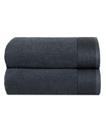 BELIZZI HOME Ultra Soft 2 Pack Oversized Bath Towel Set 28x55 inche 100% Cotton Large Bath Towel Ultra Absorbant Compact Quickdry & Lightweight Towel Ideal for Gym Travel Camp Pool - Charcoal Grey