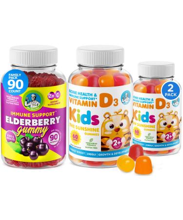 DR. MORITZ Vitamin D Gummies and Elderberry Gummies - Immunity Mega Boost for Kids and Adults - Vegetarian Gelatin-Free Immune Support Vitamins for Children