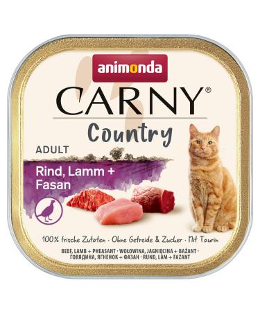 Animonda Carny Adult Country Cat food wet food for cats in the practical portion shell with beef lamb + pheasant 32 x 100g beef lamb + fasan 100 g (32 pack)