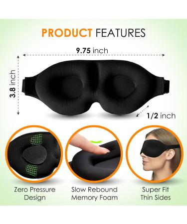 3D Contoured Sleep Mask for Men & Women - Comfortable Black Eye Mask for Travel Naps & Relaxation - Buy Online on GoSupps.com