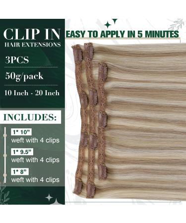 Runature Clip In Extensions - Real Hair Brown & Blonde Seamless 30cm 120g - Remy Hair 3pcs #8P60 - Buy Online on GoSupps.com