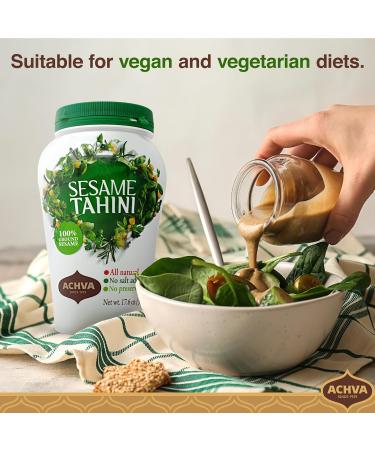Achva Sesame Tahini Paste - Roasted & Pure Stone Ground Ethiopian Sesame Seeds - Rich Creamy Taste for Hummus & Tahini Sauce - Kosher Vegan Gluten Free Peanut Free & Non-GMO (2 Jars of 500g) - Buy Online on GoSupps.com