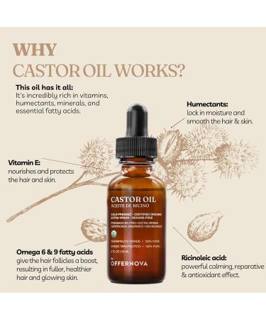 Organic Castor Oil - Pure Cold Pressed Eyelash Serum for Hair Growth & Thicker Eyebrows - Hexane Free | Aceite de Ricino Org nico - Buy Online on GoSupps.com