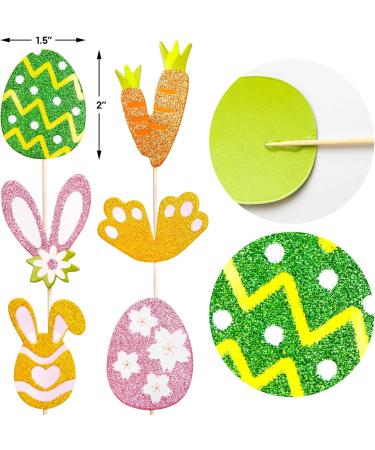 Easter Bunny Ears Cupcake Toppers Glitter Cake Decorations - Buy Online on GoSupps.com