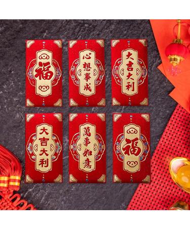 JAYIOLA 6pcs Chinese Lunar New Year Red Envelopes Rectangular Red Package Personalized Red Bag Dragon Year Hong Bao for Graduation Style G - Buy Online on GoSupps.com