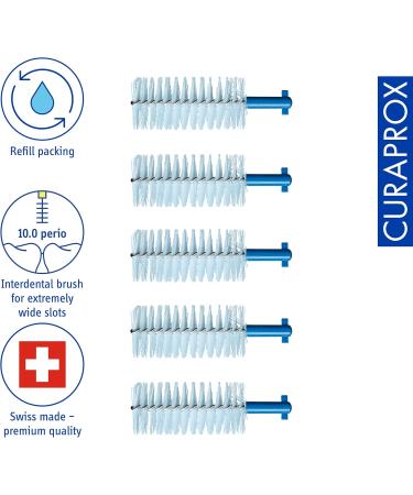 Curaprox Interdental Brush 410 Perio Refill Pack - 5 Blue Brushes 2.8mm Diameter 10mm Effectiveness - Optimal Oral Care - Buy Online on GoSupps.com