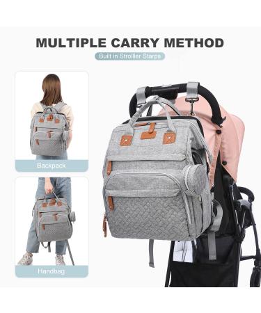 LOVEVOOK 5-in-1 Diaper Bag Backpack with Changing Station and USB Port | Waterproof Baby Bag with Mat, Toy Bar & Sunshade | Grey Travel Backpack for Boys & Girls - Buy Online on GoSupps.com