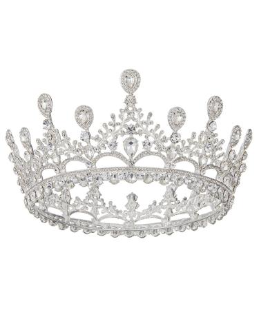 AW BRIDAL Wedding Crowns for Women Rhinestone Bridal Tiara for Girls Princess Crown Queen Tiara Crystal Birthday Tiara for Women (Silver)