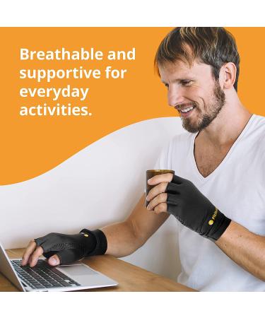 FITITUDE Copper Compression Gloves - Arthritis & Joint Pain Relief | Half Finger, Medium - Buy Online on GoSupps.com